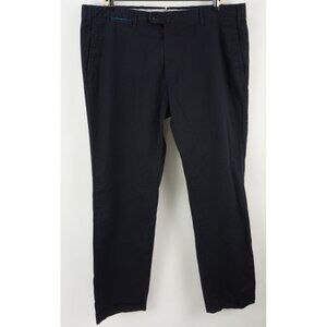 Valentini Mens US 42 x 31 Navy Blue Twill Stretch Cotton Flat Front Trouser Pant